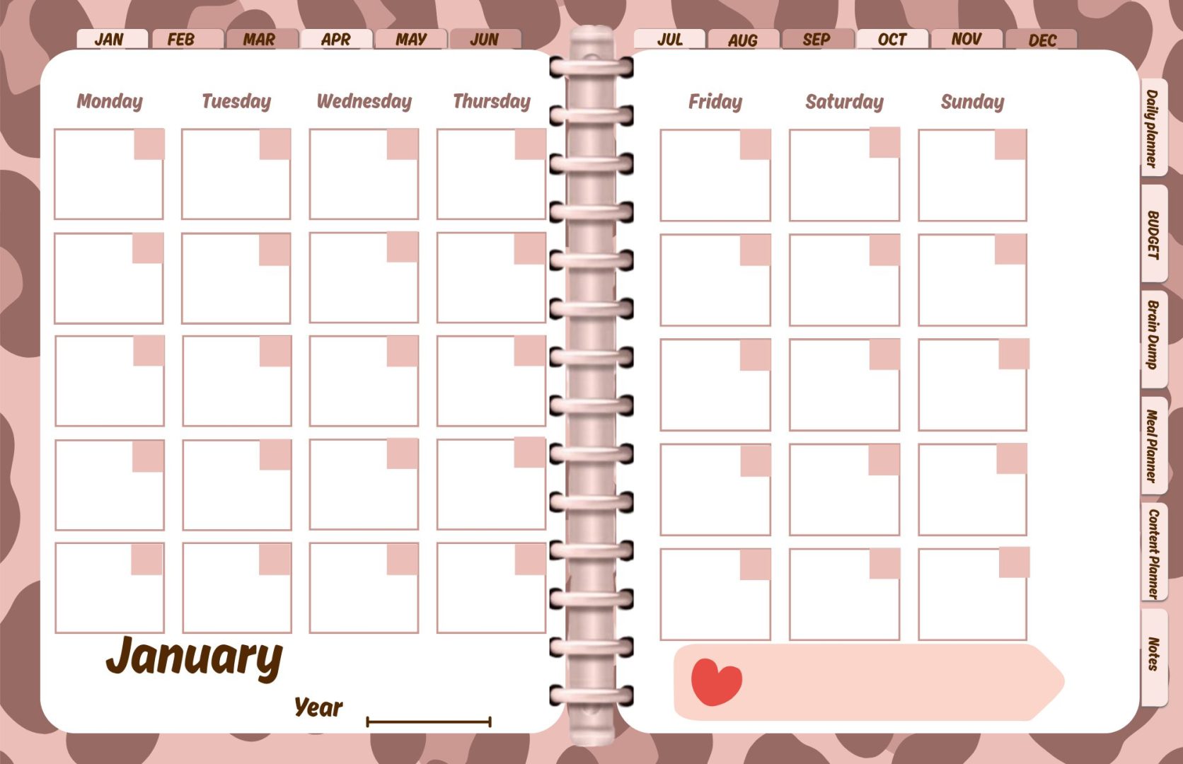 Undated Digital Yearly Planner